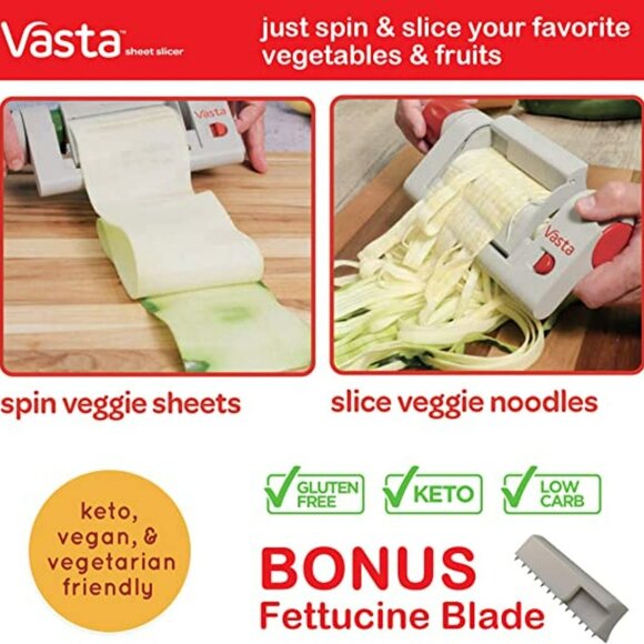 Vasta Stainless Steel 3-in-1 Veggie, Fruit & Pasta Noodle Sheet Slicer NIB - Picture 2 of 6